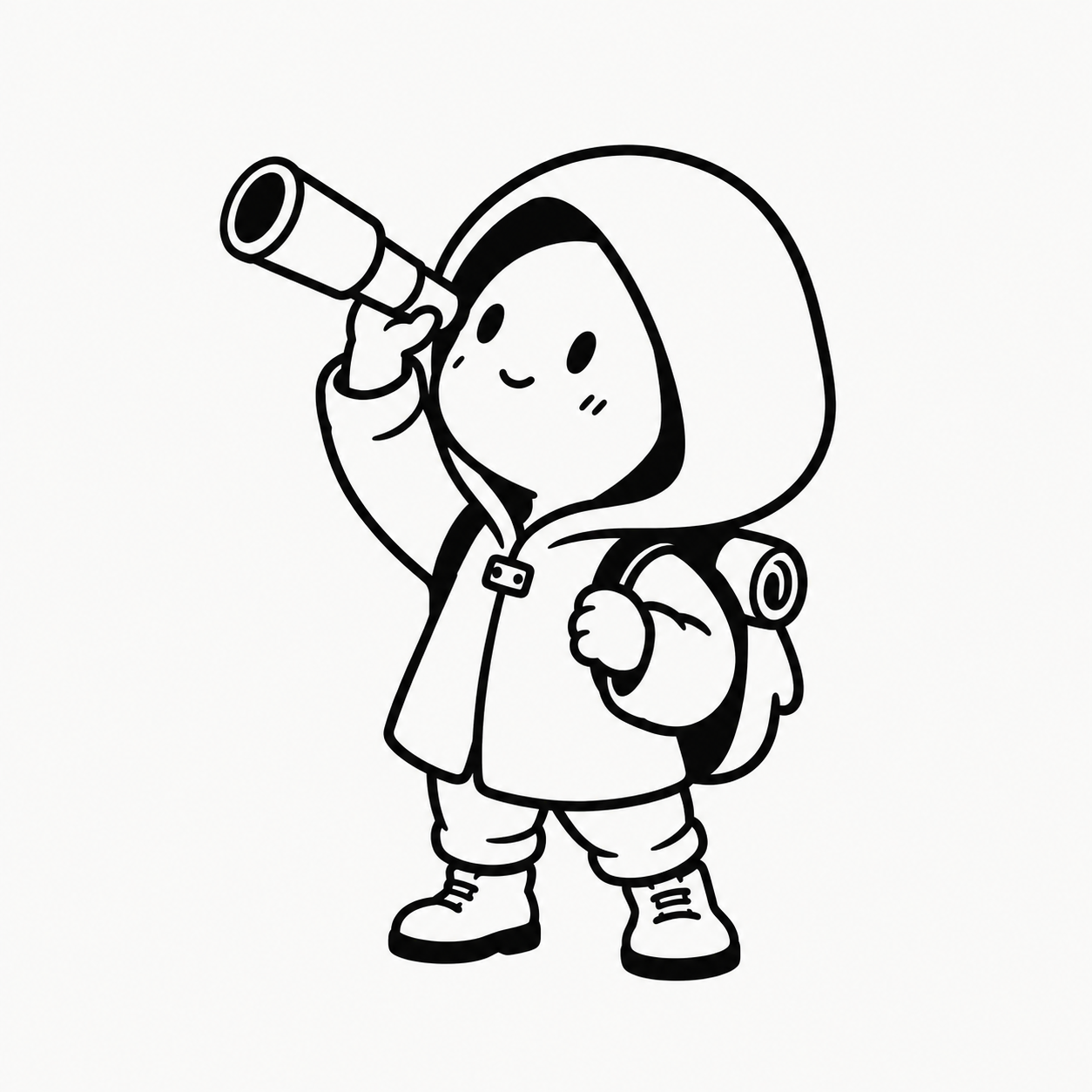 A curious little explorer looking through a telescope
